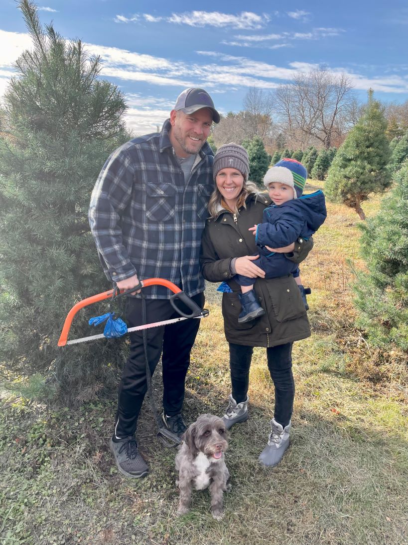 Bobby and Kristine and family at a Christmas Tree farm