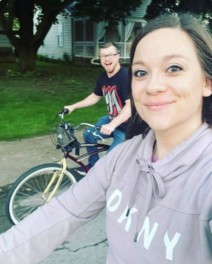 Isaiah and Kasey riding bikes