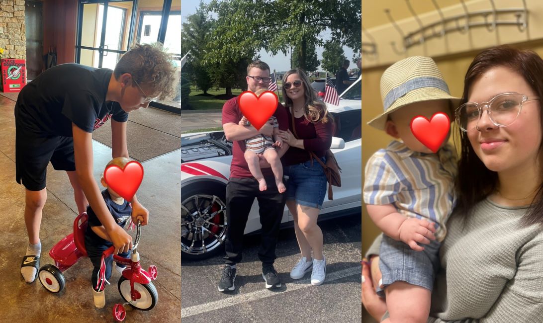 Collage of Isaiah and Kasey's family