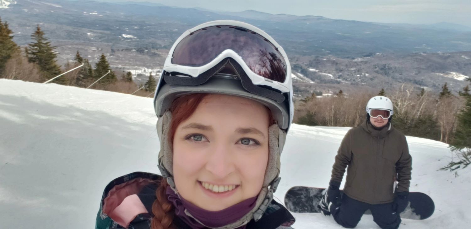 Abigail and Nick enjoying a favorite hobby together-snowboarding