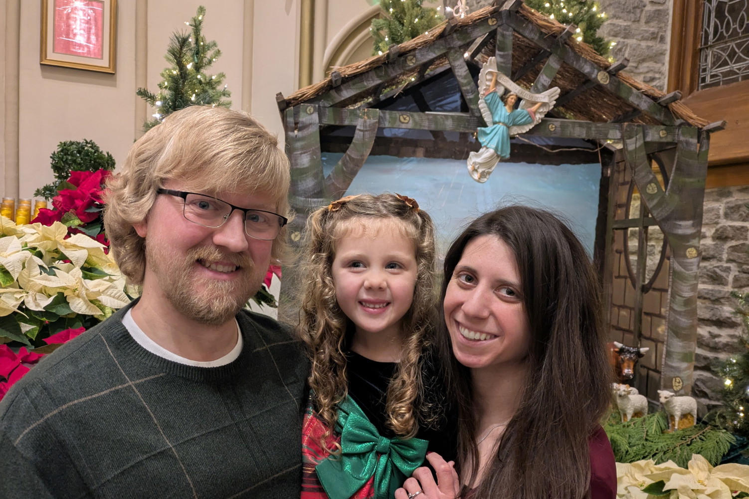 Taylor and Caitlin's family at the mall at Christmas time